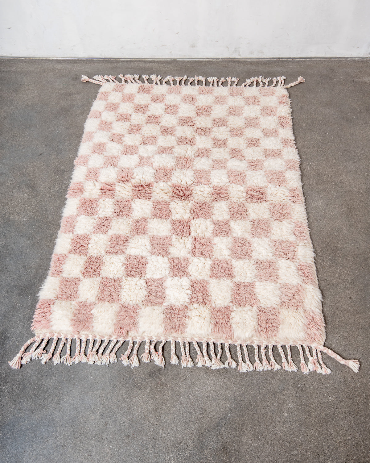 Modern, designer, handcrafted Berber rug from Morocco. Beniourain carpet with beautiful colours and patterns and fluffy wool texture.